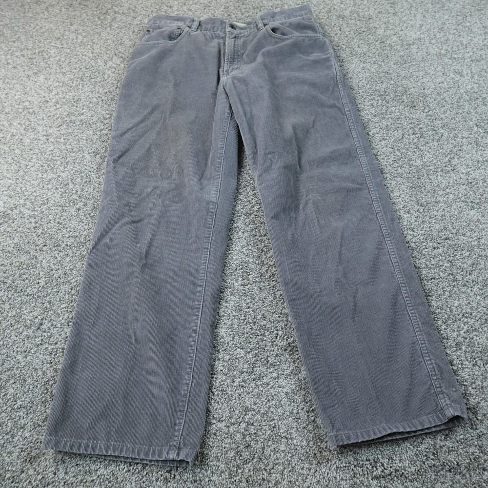 VTG LL Bean Pants Mens 34X29 Gray Corduroy Cord Wide Wale 5 Pocket Outdoor Y2K